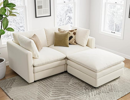 Cloud Couches for Living Room L Shaped Sectional Couch with Ottoman Deep Plush 3 Seats Sofa, Modern Sofa for Bedroom and Apartment