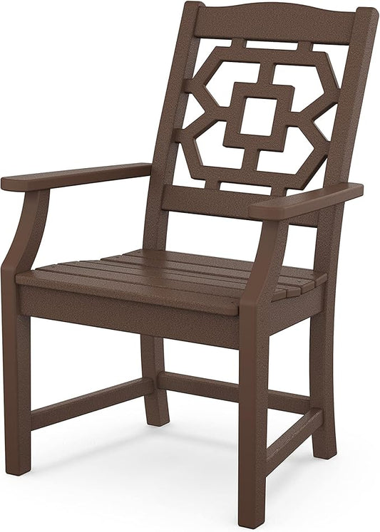 Martha Stewart by POLYWOOD® Chinoiserie Dining Arm Chair in Mahogany