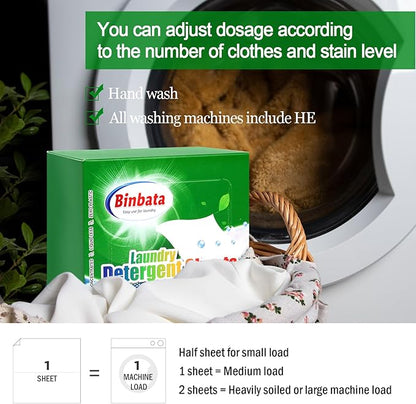 Laundry Detergent Sheets - Up To 128 Loads, Hypoallergenic, Eco-Friendly Forest Scent, Biodegradable, Plastic Free, Liquidless Laundry Sheets Suitable for Sensitive Skin