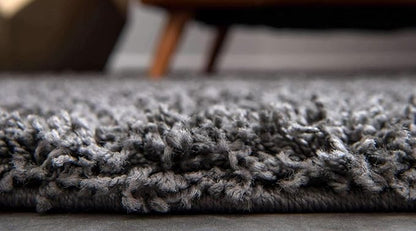 Unique Loom Solid Shag Collection Area Rug (12' 4" Round, Graphite Gray)