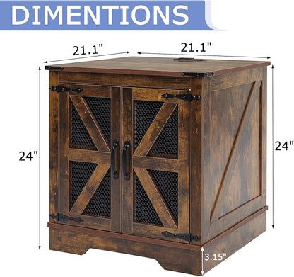 Farmhouse Coffee Table Set of 3, 1 Lift Top Coffee Table with Sliding Barn Doors and 2 End Tables with Charging Station, Living Room Table Set for Home Office, Brown