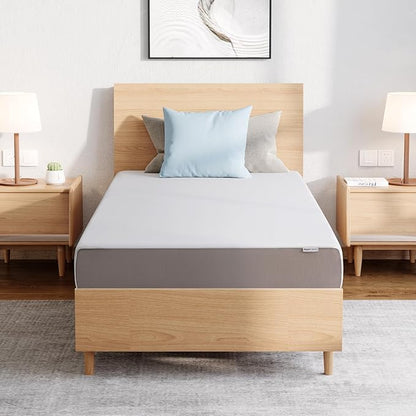 Amazon Basics Memory Foam Mattress, Medium Firm, 8 Inch, Twin, White/Grey