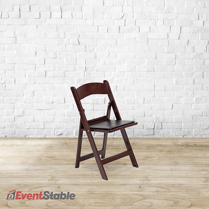 EventStable Titan PRO Resin Folding Chair - Mahogany Indoor/Outdoor Lightweight Folding Chair with Vinyl Padded for Weddings Parties Events - 100 Pack