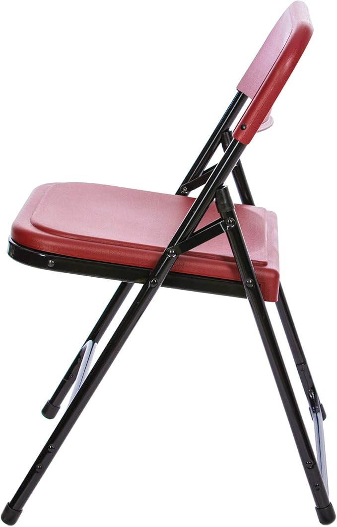 OEF Furnishings OEF800 Series Premium Heavy-Duty Plastic Folding Chairs, Lightweight, Durable Seating for Indoor and Outdoor Use, 500 lb Capacity (4-Pack, Red Plastic with Black Frame)