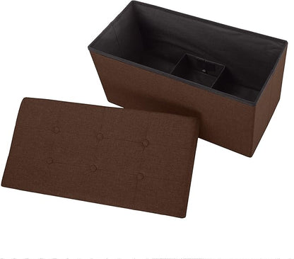 Lavish Home Ottoman Set of 2 - Ottoman Foot Rest, Linen Chest, or Storage Bench Set - 30in Ottomans for Living Room, Bedroom, Dorm Storage (Brown)