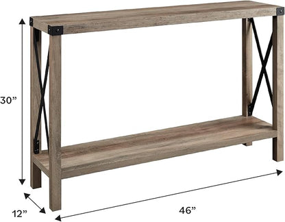 Walker Edison Sedalia Modern Farmhouse Metal X Entry Table, 46 Inch, Grey