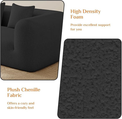 120'' Oversized Sectional Couches for Living Room Boneless Modular Sectional Sofa Plush Chenille Cloud Modular Couch Modern Sectionals with Deep Seat, No Assembly Required, 4 Seater, Black