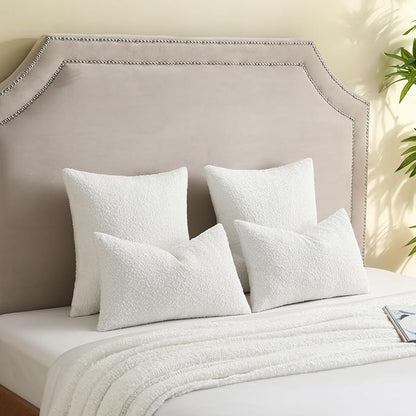 FUTEI Christmas Pack of 2 White Decorative Throw Pillow Covers 22x22 Inch Soft Cozy Solid Boucle Textured Cushion Case,Modern Home Decor for Couch Bed Living Room