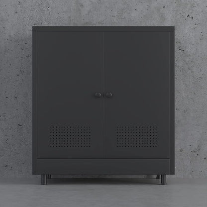 Metal Storage Cabinet with 2 Doors and Adjustable Shelf, Steel Accent Sideboard Buffet Cabinet for Home, Office, Garage, Entryway, Living Room, Kitchen Pantry and Dining Room (Black)