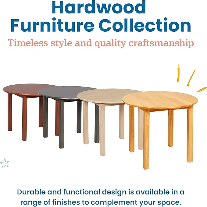 ECR4Kids 30in D Round Hardwood Table with 22in Legs, Kids Furniture, Antique White