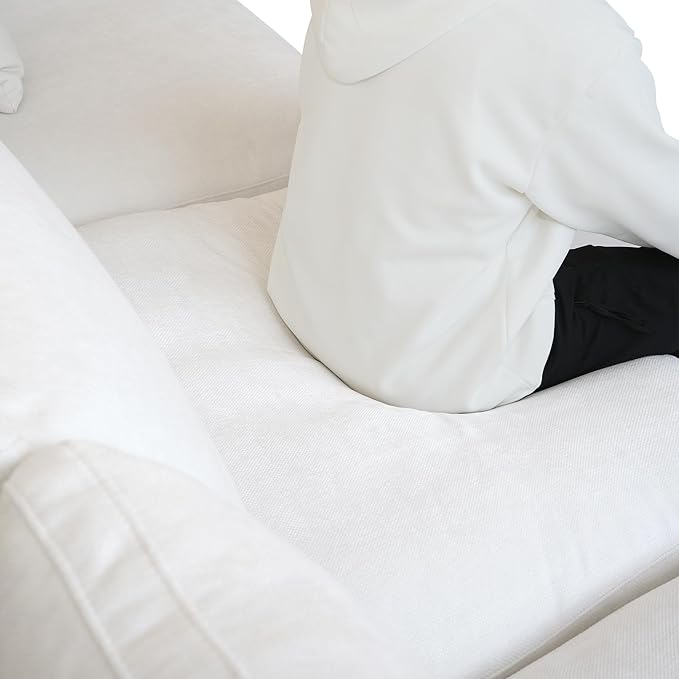 154" Modular Sectional Sofa Cloud Couch,Oversized Linen V-Shaped Sectional Sofa with Deep Seat, U-Shape 6-Seater Couch with Ottoman for Living Room in White