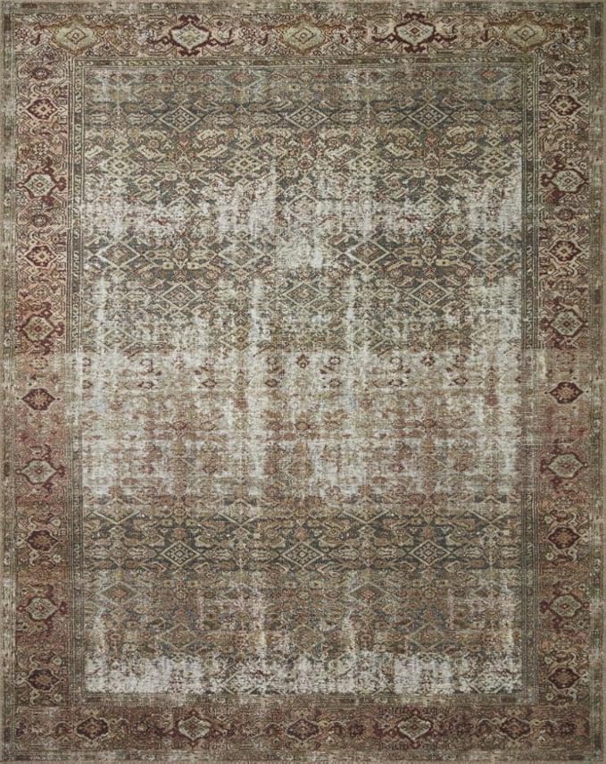 Loloi Amber Lewis Georgie Collection GER-07 Moss/Salmon 3'-0" x 12'-0", .19" Pile Height, Runner Rug