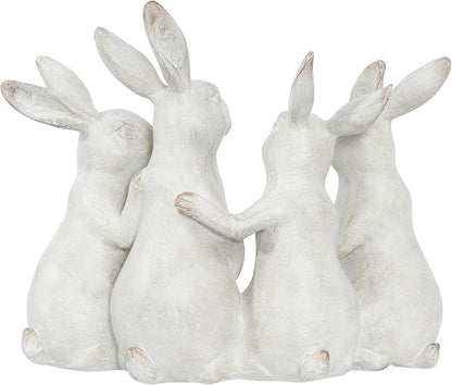 Creative Co-op EC0147 Whitewashed Polyresin Bunny Rabbit Quartet Figures and Figurines, White