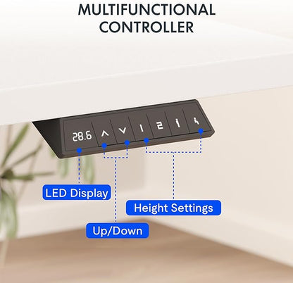 FLEXISPOT EN2 Whole-Piece Standing Desk with Clamp Power Strip, 48x24 Electric Stand Up Height Adjustable Desk with Cable Management (White Frame + 48" White Top)