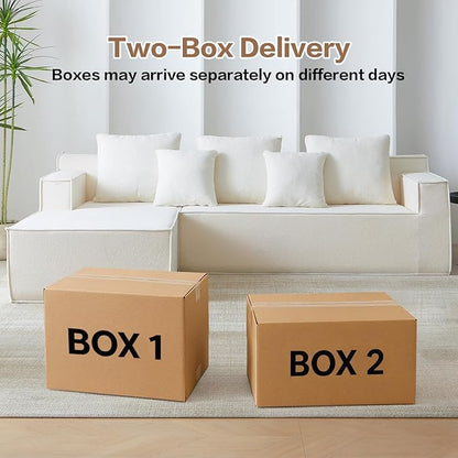 Boneless Couch Sectional, Comfy Memory Foam Sofa in a Box, Modern Cloud Couch with 5 Headrests, Comfy L-Shape Sofa for Living Room (White, Velvet)