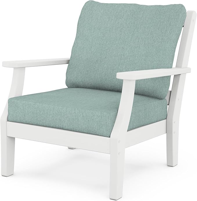 Martha Stewart by POLYWOOD® Chinoiserie Deep Seating Chair in White/Glacier Spa