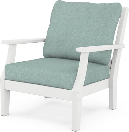 Martha Stewart by POLYWOOD® Chinoiserie Deep Seating Chair in White/Glacier Spa