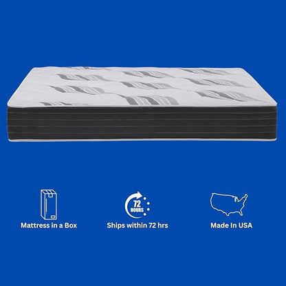 Roam 2.0 RV 12" Hybrid Mattress with Gel Memory Foam, RV Short Full 48x74 Mattress, Luxury Medium Feel Made in USA