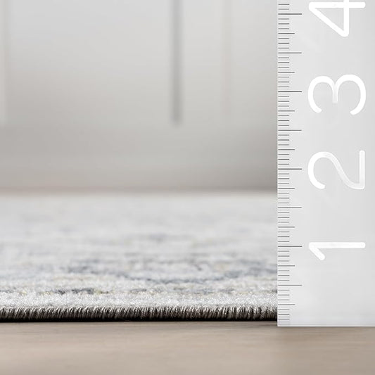 nuLOOM 5'3" x 7'6" Machine Washable Stain-Resistant Area Rug Medium Profile for Living Room, Bedroom, and Dining Room, Cady Blue