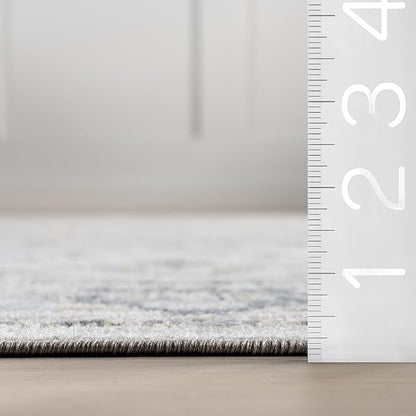 nuLOOM 2'8" x 8' Machine Washable Stain-Resistant Area Rug Medium Profile for Living Room, Bedroom, and Dining Room, Cady Blue
