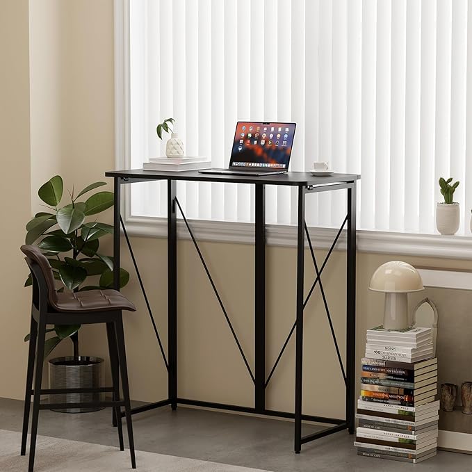 Folding Standing Desk, 39" Foldable Standing Desk, Collapsible Sit Stand Desk for Walking Pad Treadmill Home Office Living Room and Bedroom, 19.68" D x 39.37" W x 43.3" H, Black