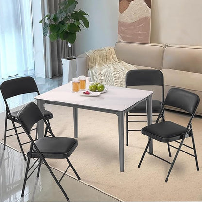 cyclone sound 2 Pack Folding Chairs with PU Padded Cushion and Back, Commercial Grade Metal Chairs with Comfortable PU Leather Cushion for Home and Office, for Indoor and Outdoor Events (2, Black-PU)