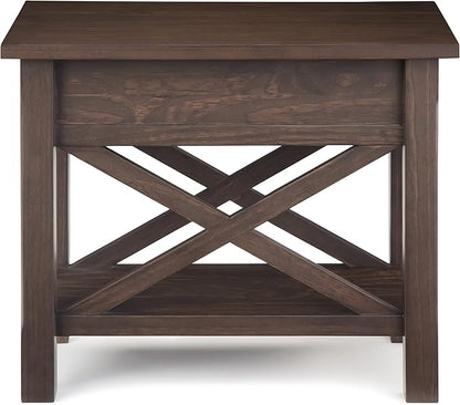 SIMPLIHOME Kitchener SOLID WOOD 14 inch Wide Rectangle Contemporary Narrow Side Table in Warm Walnut Brown for the Living Room and Bedroom
