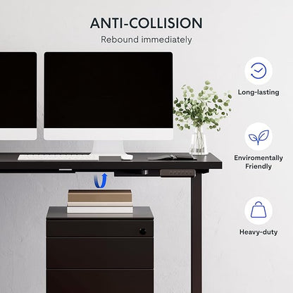 FLEXISPOT L Shaped Standing Desk, 71 x 63 Inch Electric Height Adjustable Corner Desk, Sit Stand Computer Workstation, Preset Controller, Home Office, Black Frame with Black Top