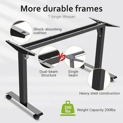 farexon Electric Standing Desk 63 x 24In with Outlets,Rolling Stand up Desk with Oversized Mouse Pad, 2 USB Ports & 3 Power Outlets, 4 Caster, 4 Preset Heights Easy to Set for Home Office(Brown)