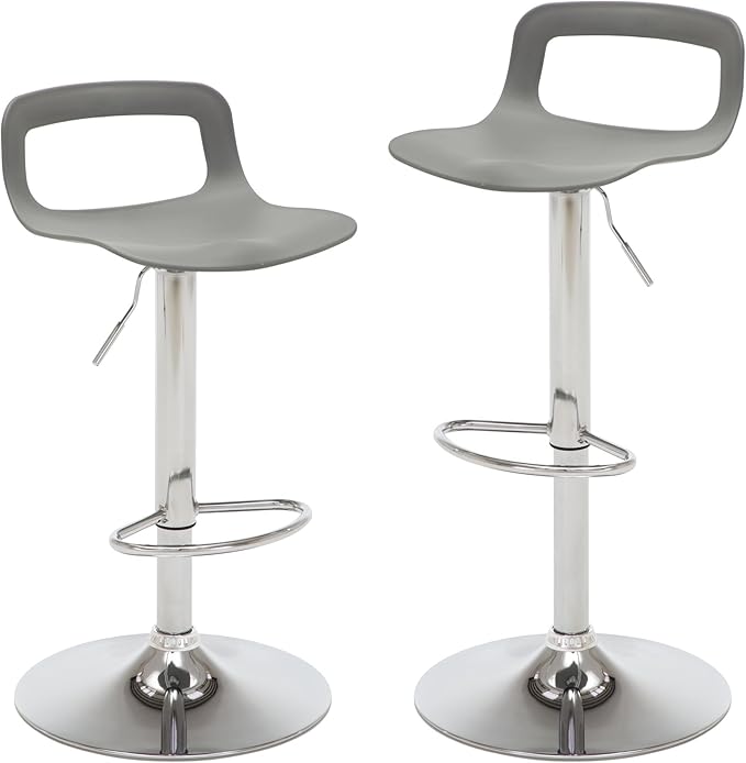 NOBPEINT NOB Contemporary Chrome Air Lift Adjustable Swivel Bar Stool (6 Pieces, Gray)