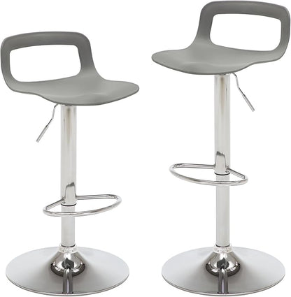 NOBPEINT NOB Contemporary Chrome Air Lift Adjustable Swivel Bar Stool (6 Pieces, Gray)