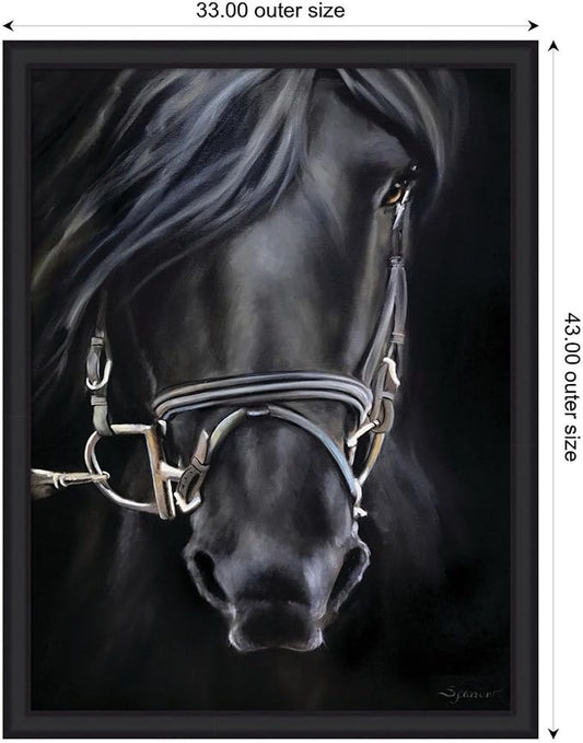 Kate and Laurel Framed Wall Art Print Ebony Splendor by Mary Sparrow, 33 x 43, Oliver Black Narrow Frame, Traditional, Animal Art for Wall Decor