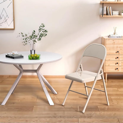 VECELO Metal Folding Chairs 4 Pack, Double Hinged Steel Frame Easy Foldable&Stackable for Office Kitchen Dinning Wedding Patio and Garden