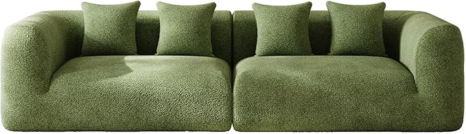120'' Oversized Sectional Couches for Living Room Boneless Modular Sectional Sofa Plush Chenille Cloud Modular Couch Modern Sectionals with Deep Seat, No Assembly Required, 4 Seater, Green