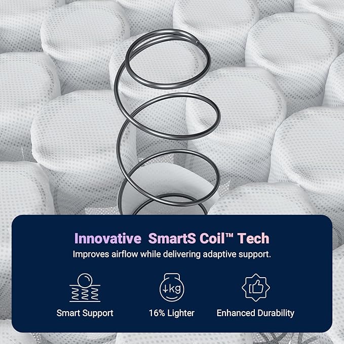 Avenco 12 Inch King Size Mattress, Hybrid Mattress with Smarts Coil™ Pocket Springs for Targeted Support and NanoGel™ Memory Foam for Cool Night Sleep & Motion Isolation, CertiPUR-US Certified