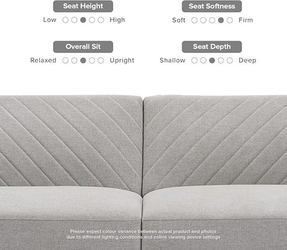 mopio 76.4" Futon Sofa Bed, Couch, Loveseat, Sleeper Sofa, Mid Century Modern Futon Couch, Sofa Cama, Couches for Living Room (Light Gray Fabric)