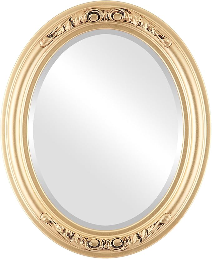 OVALCREST Oval Beveled Wall Mirror for Home Decor - Florence Style - Gold Spray - 28" x 24"