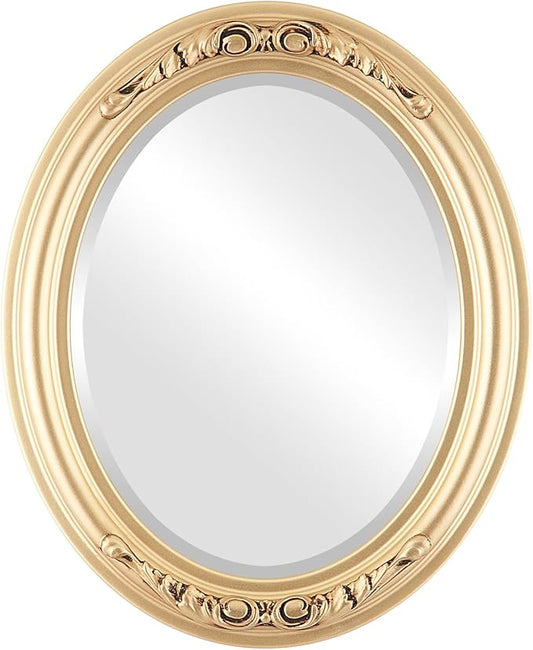 OVALCREST Oval Beveled Wall Mirror for Home Decor - Florence Style - Gold Spray - 40" x 28"