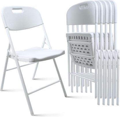 6 Pack Folding Chair, 700 lb Weight Capacity,Indoor/Outdoor Heavy Duty Foldable Chairs for Restaurants, Kitchens, Picnics, Races, Parties & Weddings. (6, White)