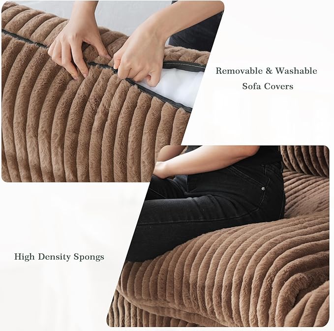 Modular Sectional Sofa, 157.48" Oversized Cloud Couch, 4 Deep Seat Comfy Modular for Living Room, Plush Cushion Covers Removable, Brown
