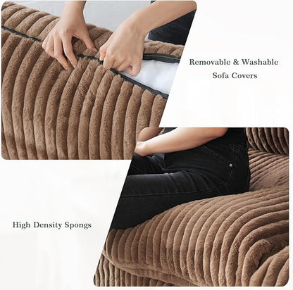 Modern Modular Sectional Sofa, 118.11" Oversized Cloud Sectional Couch, 3 Seat Comfy Modular Couches for Living Room, Plush Couch Cushion Covers Removable, Brown