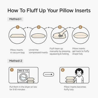 Acanva 28x28 Throw Pillow Inserts Set of 2, Premium Polyester Fiber Fill Square Sham Stuffer Cushion for Sofa, Bed, Couch and Chair, Machine Washable, White