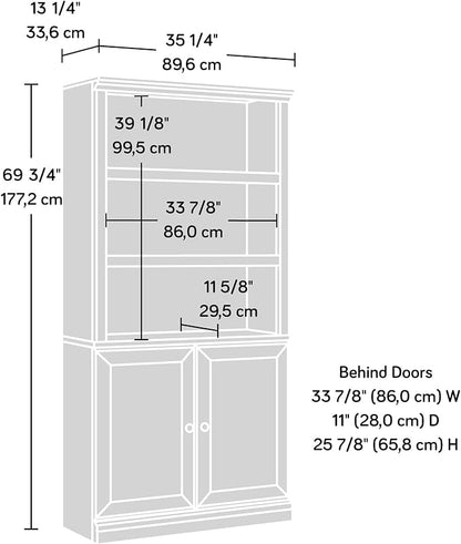 Sauder Miscellaneous Storage Bookcase with Doors, Adjustable Shelves, 5 Shelf Bookcase - Chalked Chestnut Finish