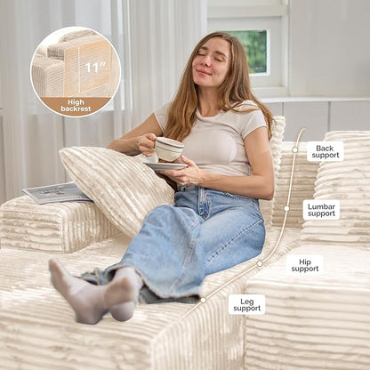 131'' Cloud Sectional Couches with Chaise Lounge, U-Shaped No Assembly Required Deep Seat Modular Sofa for Living Room 1PCS, Bedroom