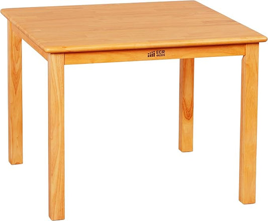 ECR4Kids 30in Square Hardwood Table with 22in Legs, Kids Furniture, Honey