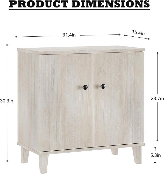 Modern Storage Cabinet 2 in 1 Buffet Storage with Wood Legs and Adjustable Shelf for Dinnig Room Living Room Entryway,Light Oak
