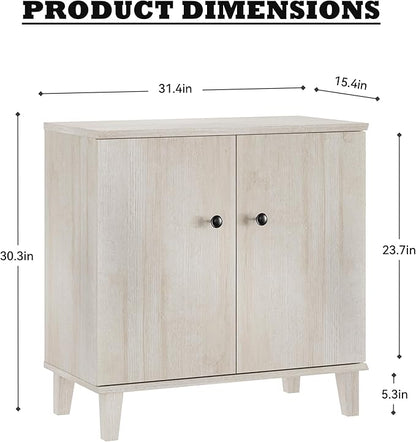 Modern Storage Cabinet 2 in 1 Buffet Storage with Wood Legs and Adjustable Shelf for Dinnig Room Living Room Entryway,Light Oak