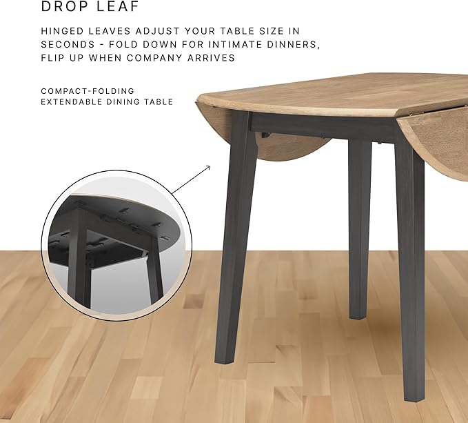Signature Design by Ashley Shullden Casual Round Dining Small Drop Leaf Table, Seats up to 4, Gray
