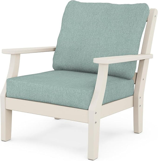Martha Stewart by POLYWOOD® Chinoiserie Deep Seating Chair in Sand/Glacier Spa