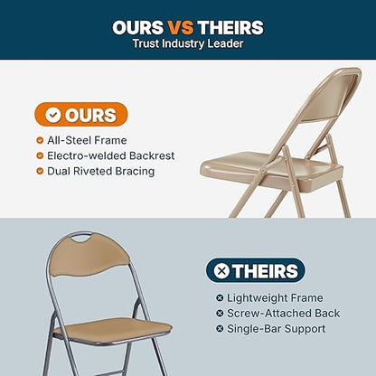 OEF Furnishings OEF900 Series Premium Lightweight All-Steel Folding Chairs (4-Pack, Beige)